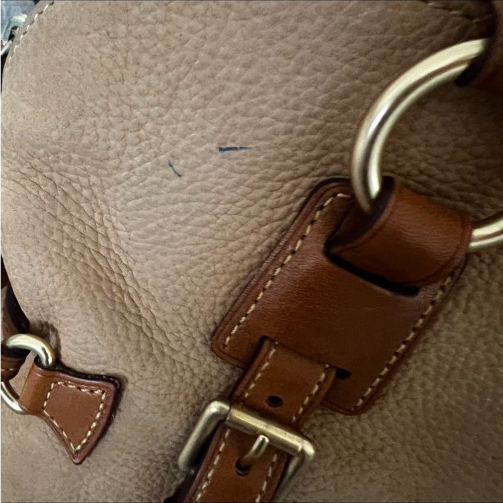 Dooney and Bourke Suede Florentine Leather Large Domed Satchel Bag - Picture 3 of 6